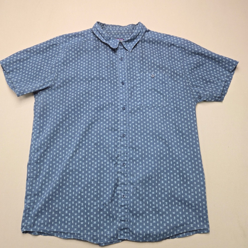 Patagonia Shirt Short Sleeve Button Down Geometric Print Blue Mens XXL 52691